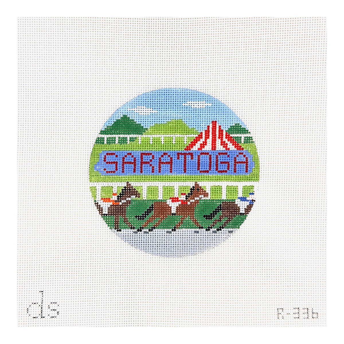 Doolittle Stitchery Saratoga Travel Round Needlepoint Canvas