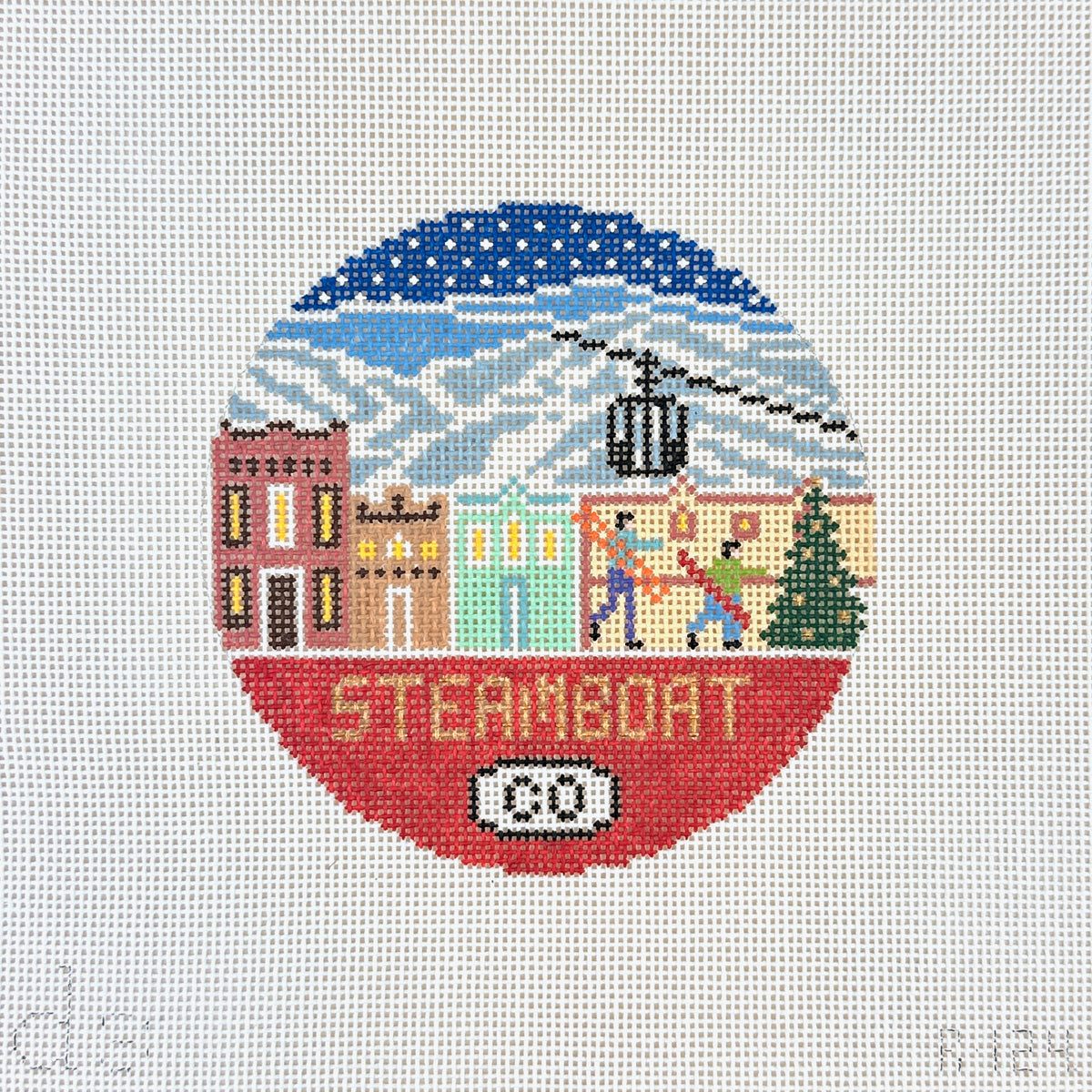 Doolittle Stitchery Steamboat Travel Round Needlepoint Canvas