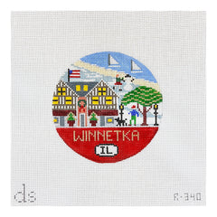 Doolittle Stitchery Winnetka Travel Round Needlepoint Canvas
