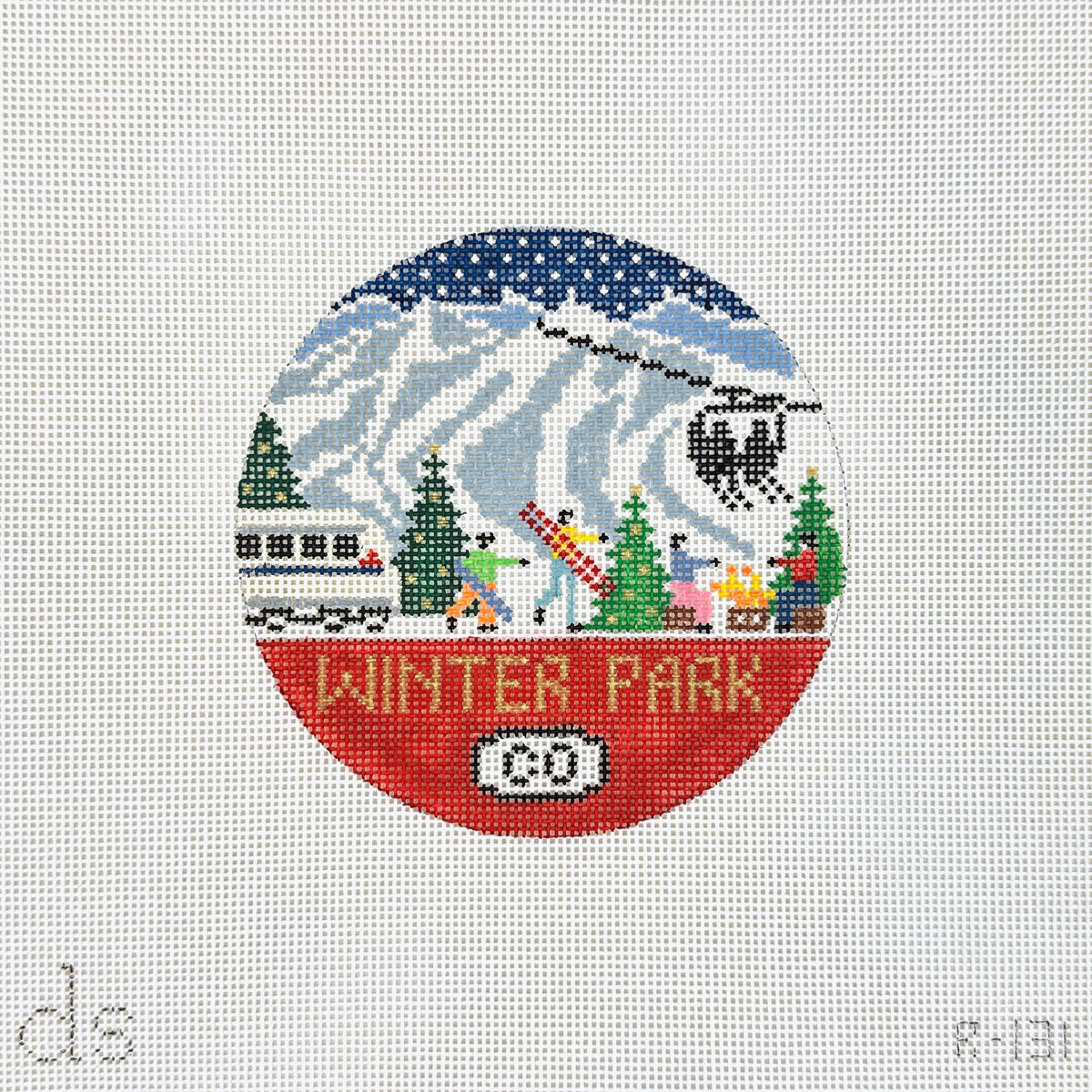Doolittle Stitchery Winter Park Travel Round Needlepoint Canvas