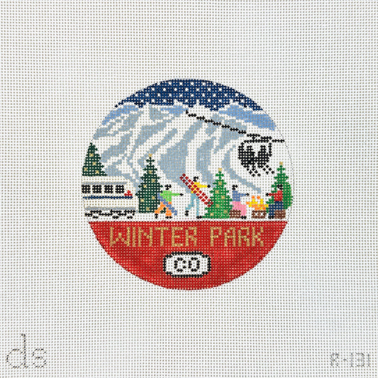 Doolittle Stitchery Winter Park Travel Round Needlepoint Canvas
