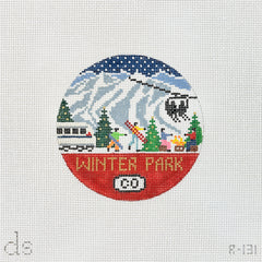 Doolittle Stitchery Winter Park Travel Round Needlepoint Canvas
