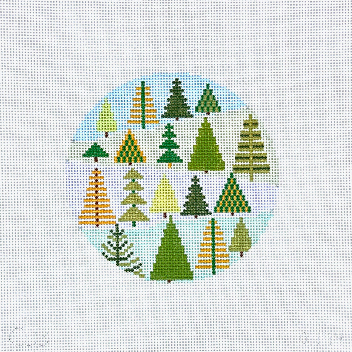Doolittle Stitchery Winter Trees Round Needlepoint Canvas