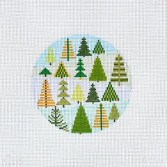 Doolittle Stitchery Winter Trees Round Needlepoint Canvas