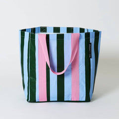 Project Ten Green Blue Stripe Shopper Tote Bag