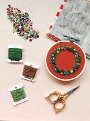 M Creative J Holiday Christmas Wreath Ornament Embroidery Kit