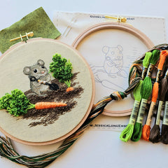 Jessica Long Embroidery Garden Mouse Embroidery Kit