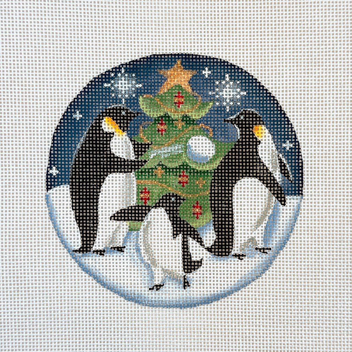 Rebecca Wood Designs Penguin Christmas Needlepoint Canvas - 18M
