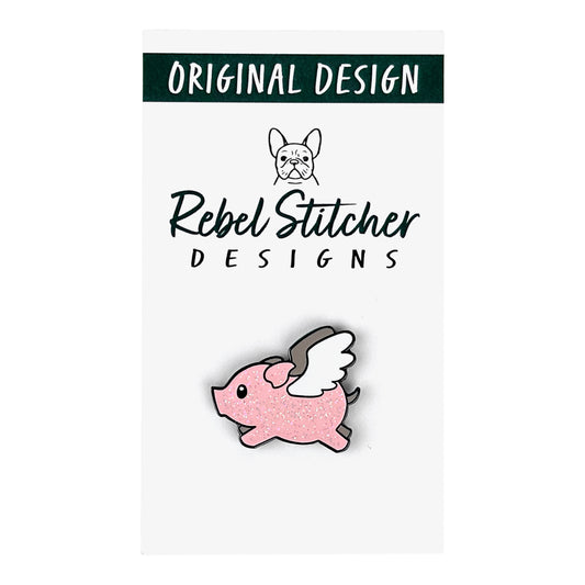 Rebel Stitcher Designs Sparkly Flying Pig Needle Minder
