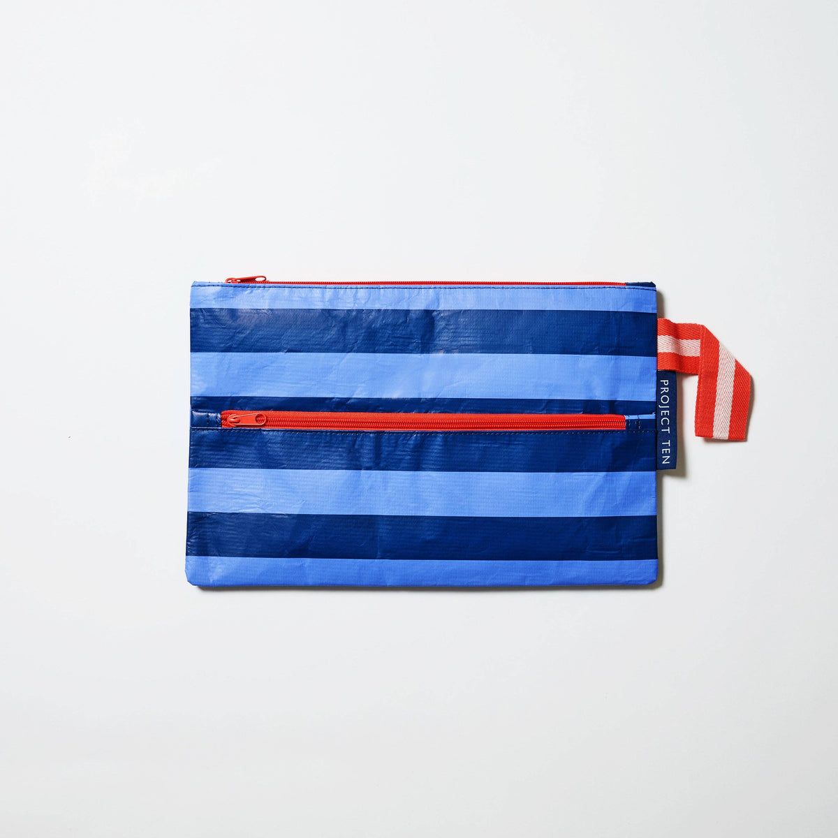 Project Ten Double Zip Project Bag – Blue Stripe