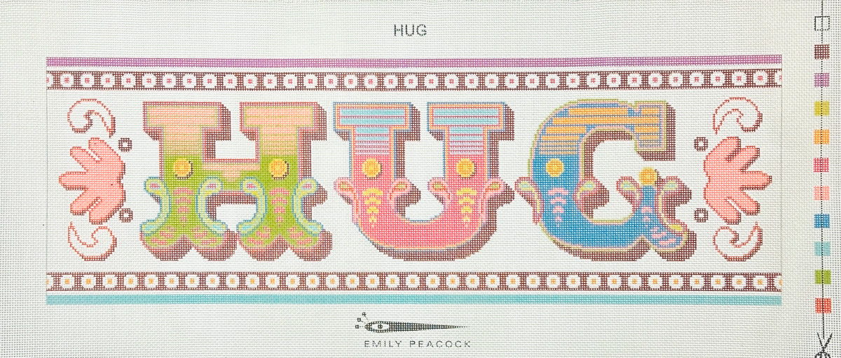 Emily Peacock Hug Needlepoint Canvas