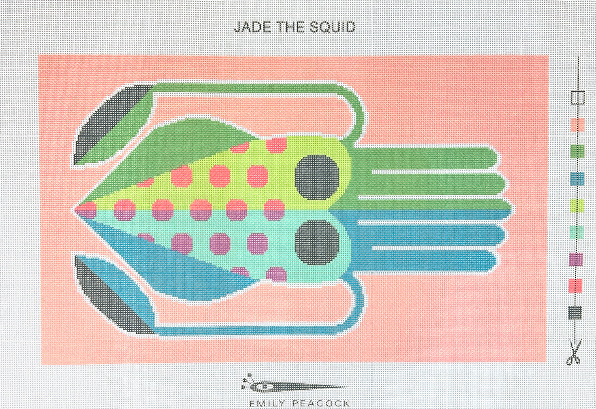 Emily Peacock Jade the Squid Needlepoint Canvas