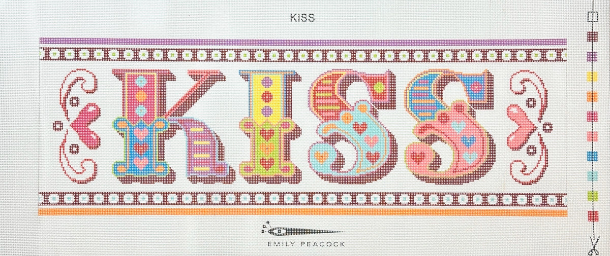 Emily Peacock Kiss Needlepoint Canvas