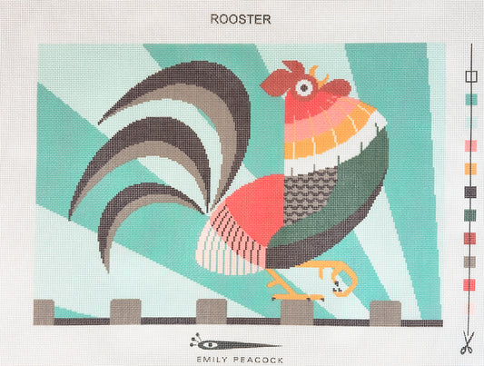 Emily Peacock Rooster Needlepoint Canvas - 14M