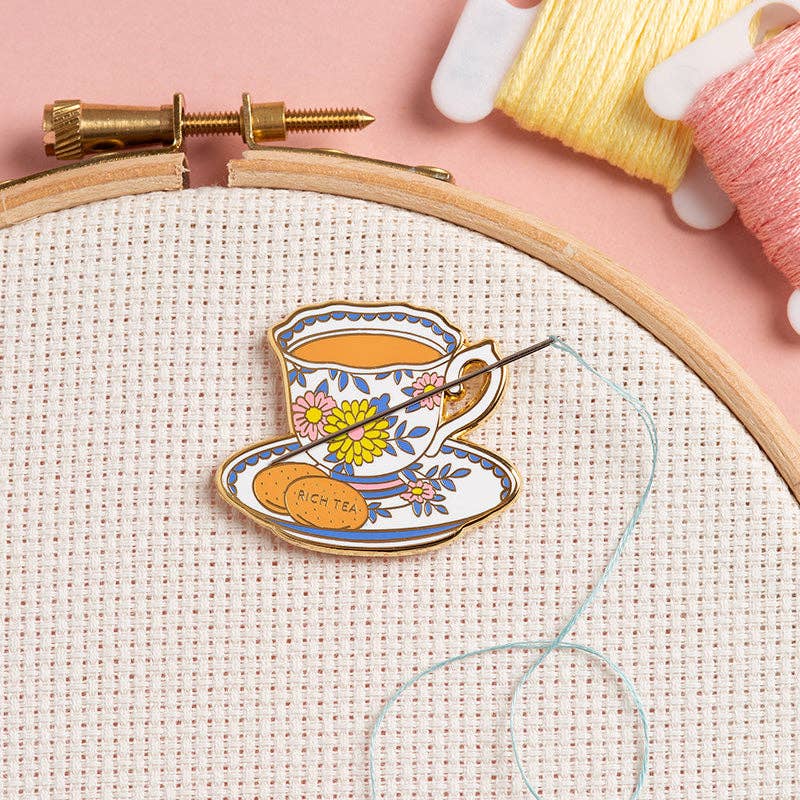 Caterpillar Cross Stitch Teacup Needle Minder