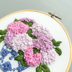 And Other Adventures Embroidery Co Pink Hydrangeas in Ginger Jar Embroidery Kit
