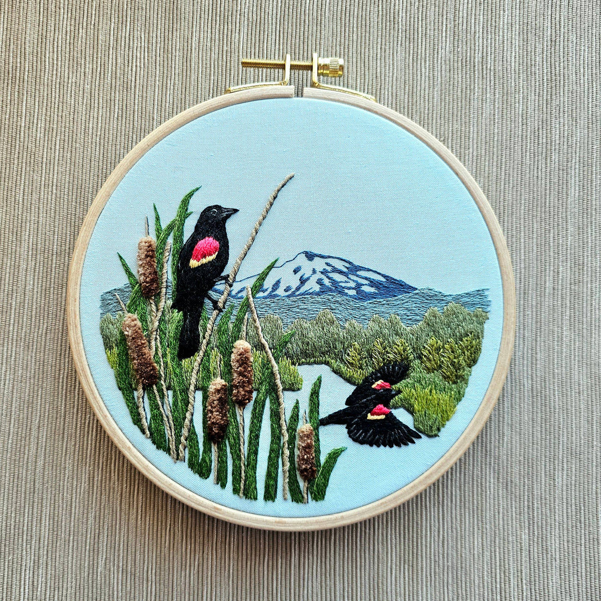 Jessica Long Embroidery Red-Winged Blackbirds Embroidery Kit