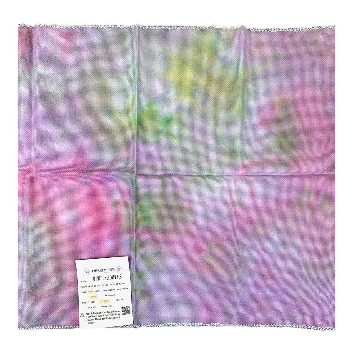 16 ct Fiberlicious Hand Dyed Aida Cross Stitch Fabric - April Showers