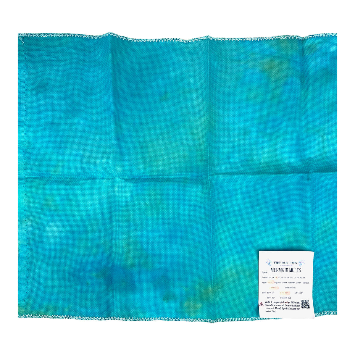 18 ct Fiberlicious Hand Dyed Aida Cross Stitch Fabric - Mermaid Mules