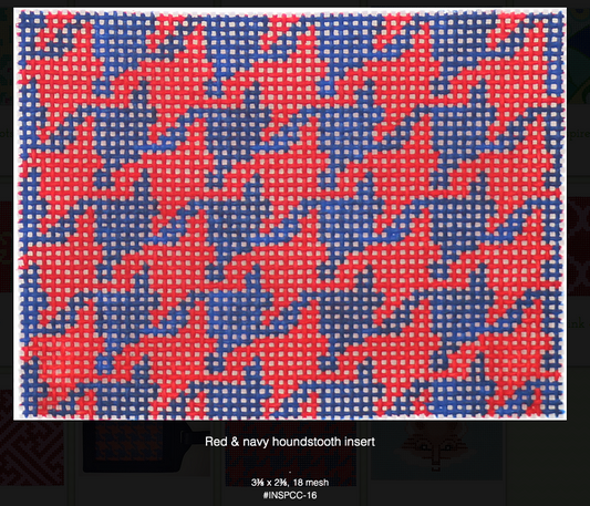 Kate Dickerson Needlepoint Collections Insert Houndstooth Red and Navy with White Letter Specify Letter Or Blank Needlepoint Canvas