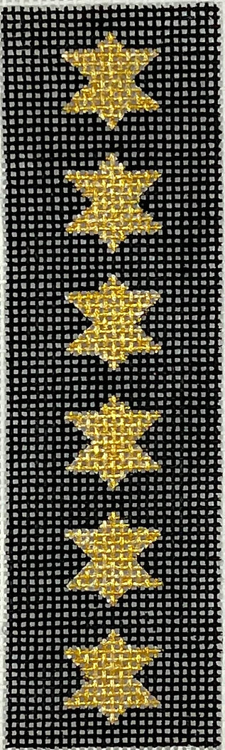 Kate Dickerson Needlepoint Collections Mezuzah - Gold Stars of David - on Black Needlepoint Canvas