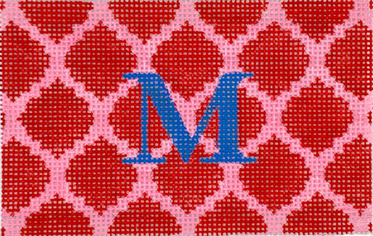 Kate Dickerson Needlepoint Collections Quatrefoil - Red & Pink Needlepoint Canvas