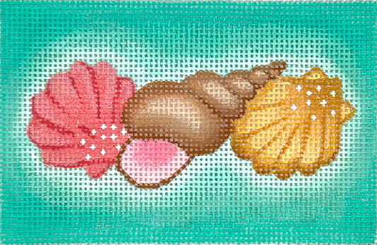 Kate Dickerson Needlepoint Collections Passport Cover Insert - Mixed Shells on Caribbean Needlepoint Canvas