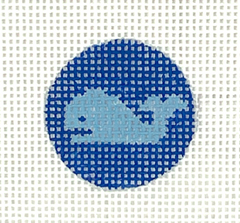 Kate Dickerson Needlepoint Collections Planet Earth Key Ring Insert Light Blue Whale on Royal Blue Needlepoint Canvas
