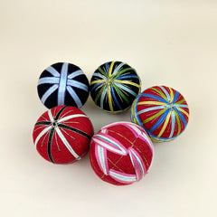 Finished Temari Balls - Set of 5 - Black and Red