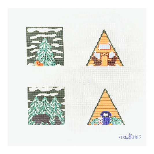 Fire and Iris 3D Chalet Needlepoint Canvas