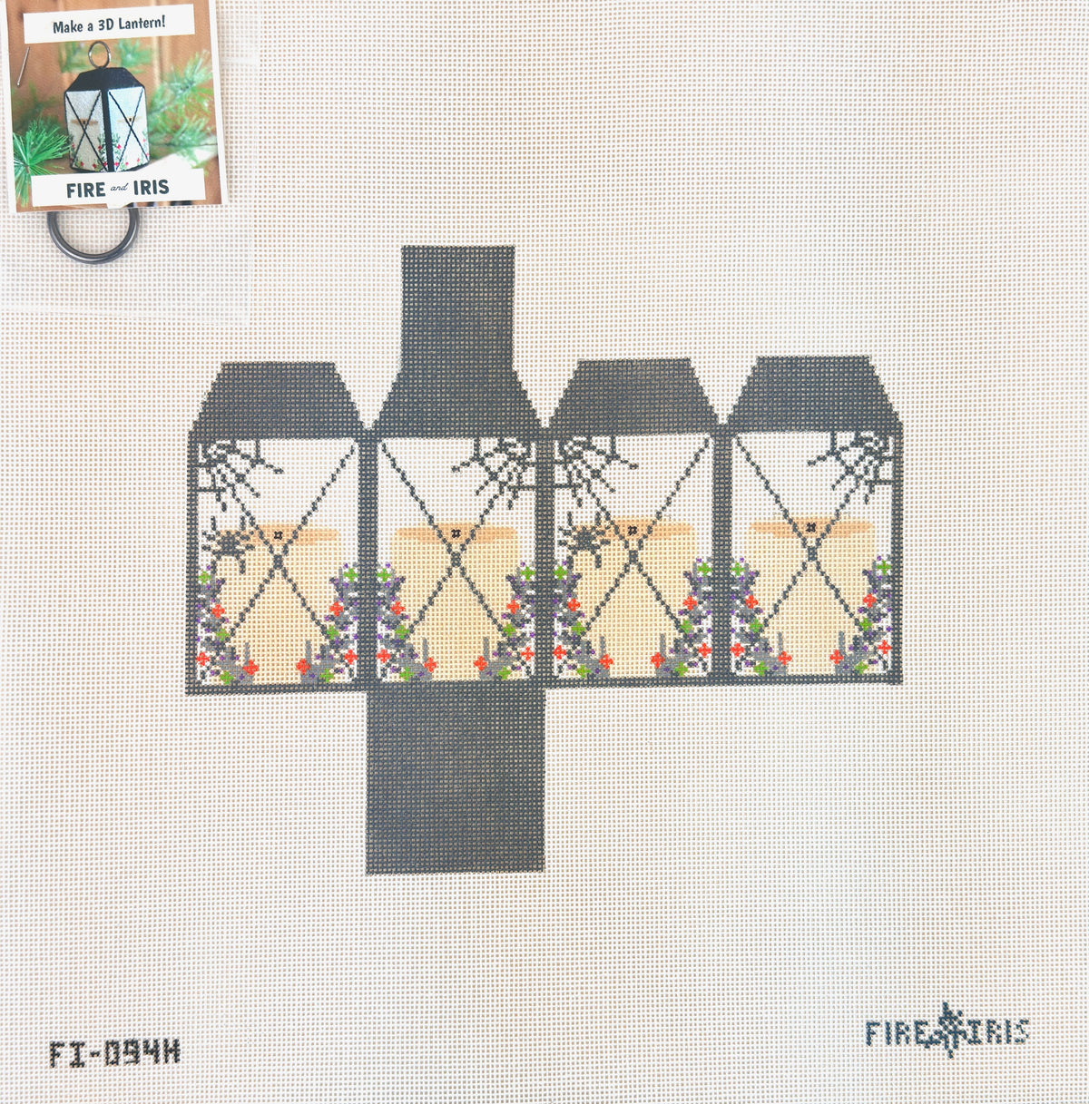 Fire and Iris 3D Halloween Lantern Needlepoint Canvas