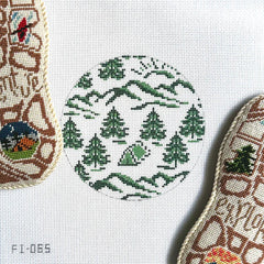 Fire and Iris Camp Round Needlepoint Canvas