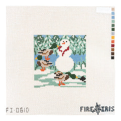 Fire and Iris Duck Duck Snowman Needlepoint Canvas