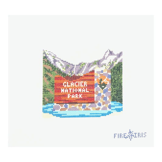 Fire and Iris Glacier Sign Needlepoint Canvas