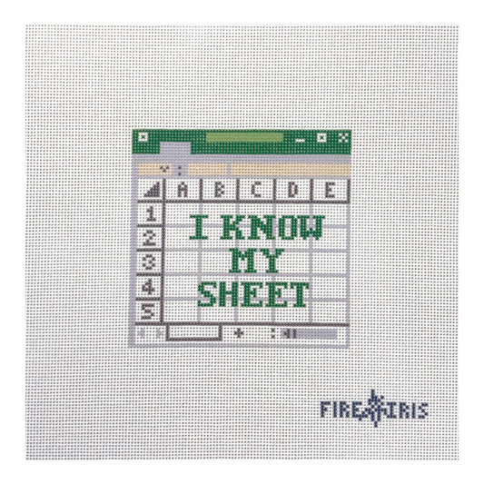 Fire and Iris I Know My Sheet Office Coaster Needlepoint Canvas