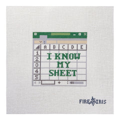 Fire and Iris I Know My Sheet Office Coaster Needlepoint Canvas