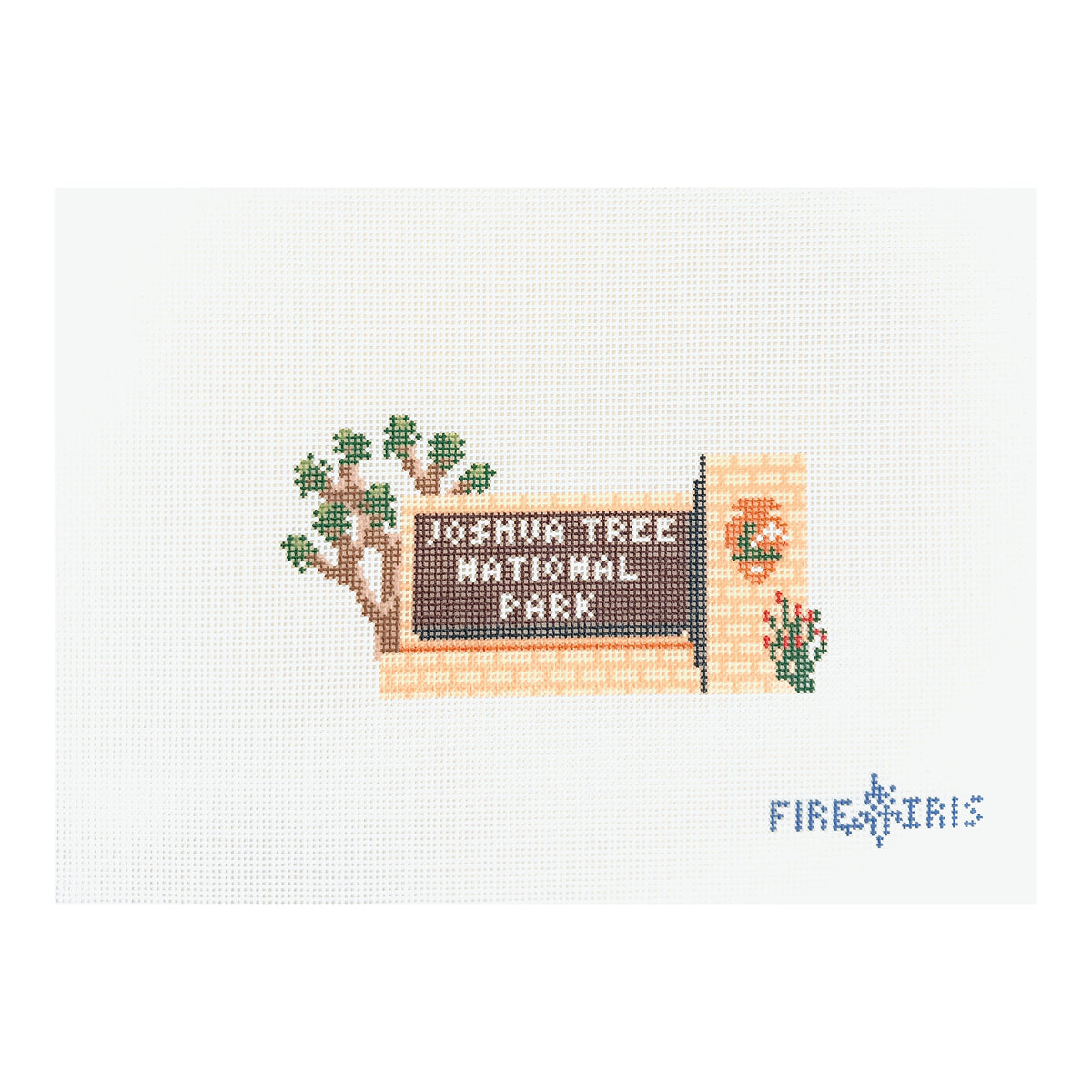 Fire and Iris Joshua Tree Sign Needlepoint Canvas