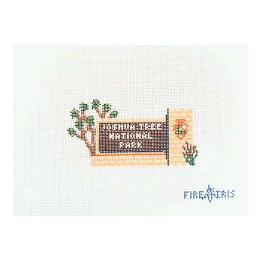 Fire and Iris Joshua Tree Sign Needlepoint Canvas