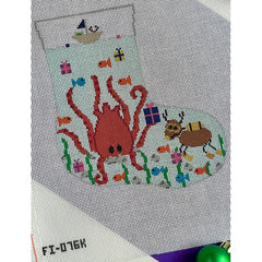 Fire and Iris Kraken Mini Stocking Needlepoint Canvas