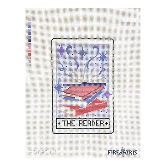 Fire and Iris The Reader Tarot Card E-Reader Case Needlepoint Canvas