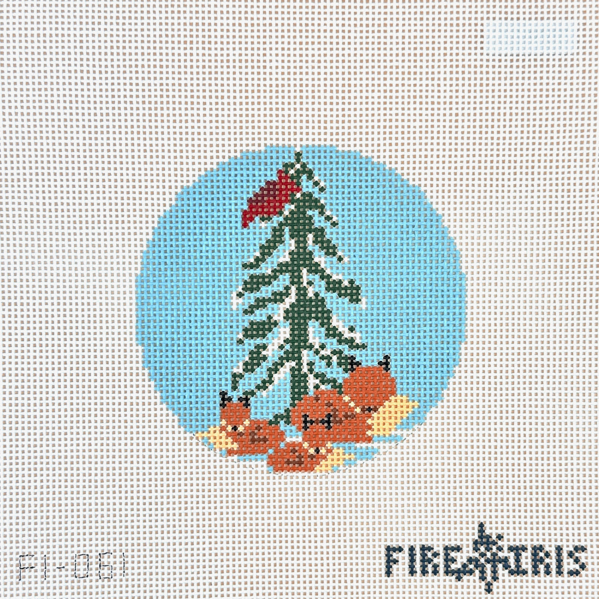 Fire and Iris One Fox, Two Fox Needlepoint Canvas