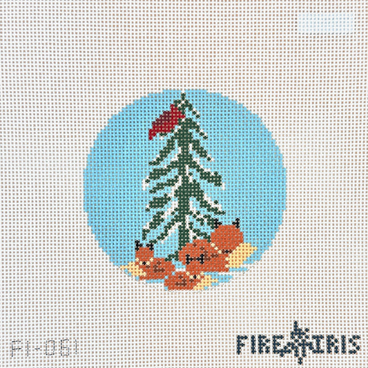Fire and Iris One Fox, Two Fox Needlepoint Canvas
