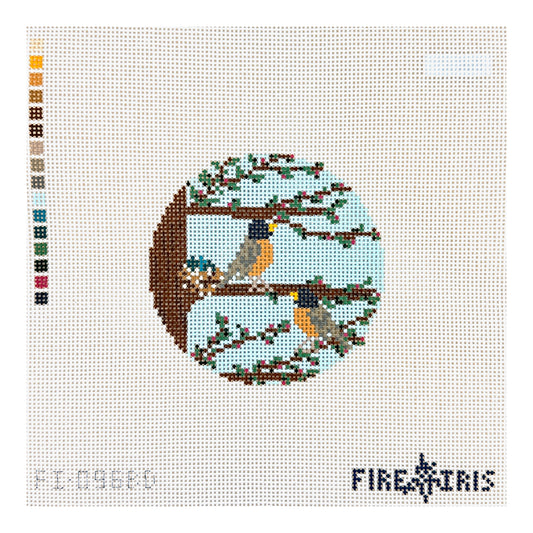 Fire and Iris Rockin' Robin's Needlepoint Canvas Needlepoint Canvas