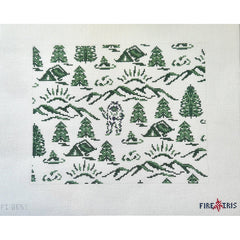 Fire and Iris Sasquatch Toile Needlepoint Canvas