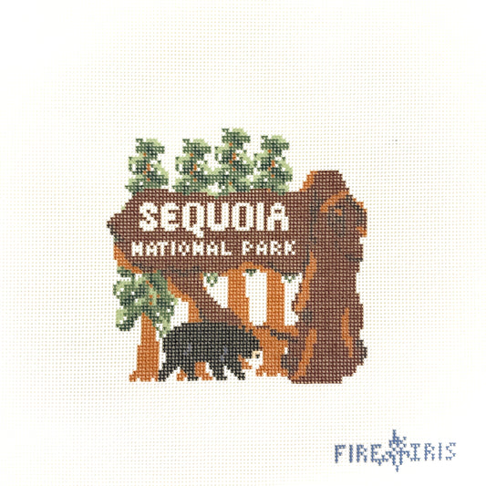 Fire and Iris Sequoia Sign Needlepoint Canvas