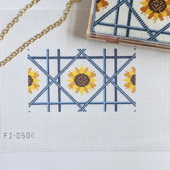 Fire and Iris Sunflower Clutch - Blue Needlepoint Canvas