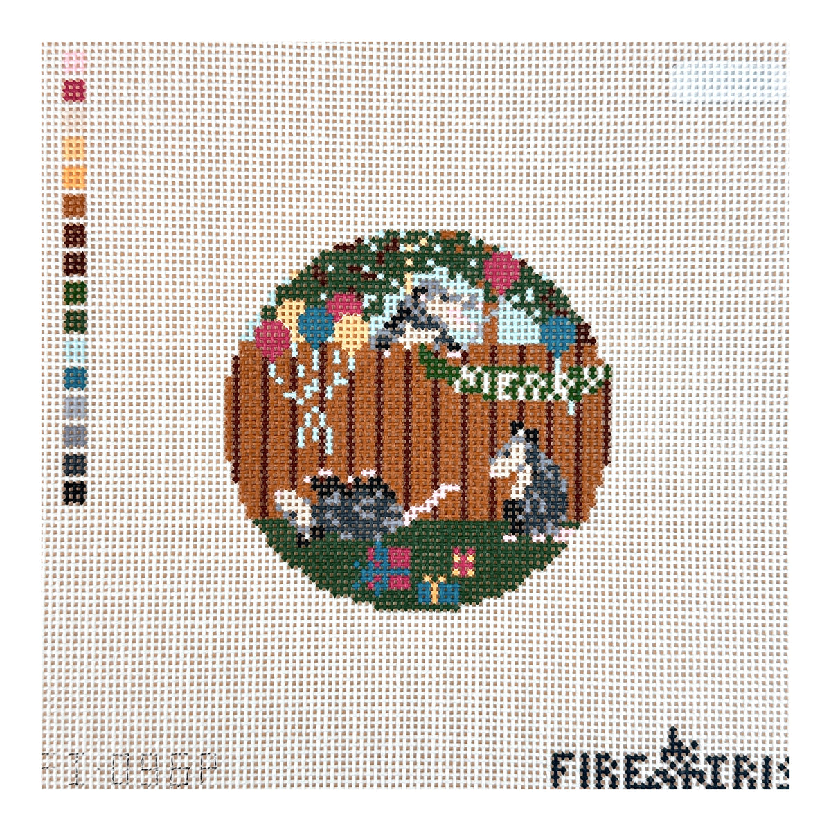 Fire and Iris Surprise Possum Party Needlepoint Canvas