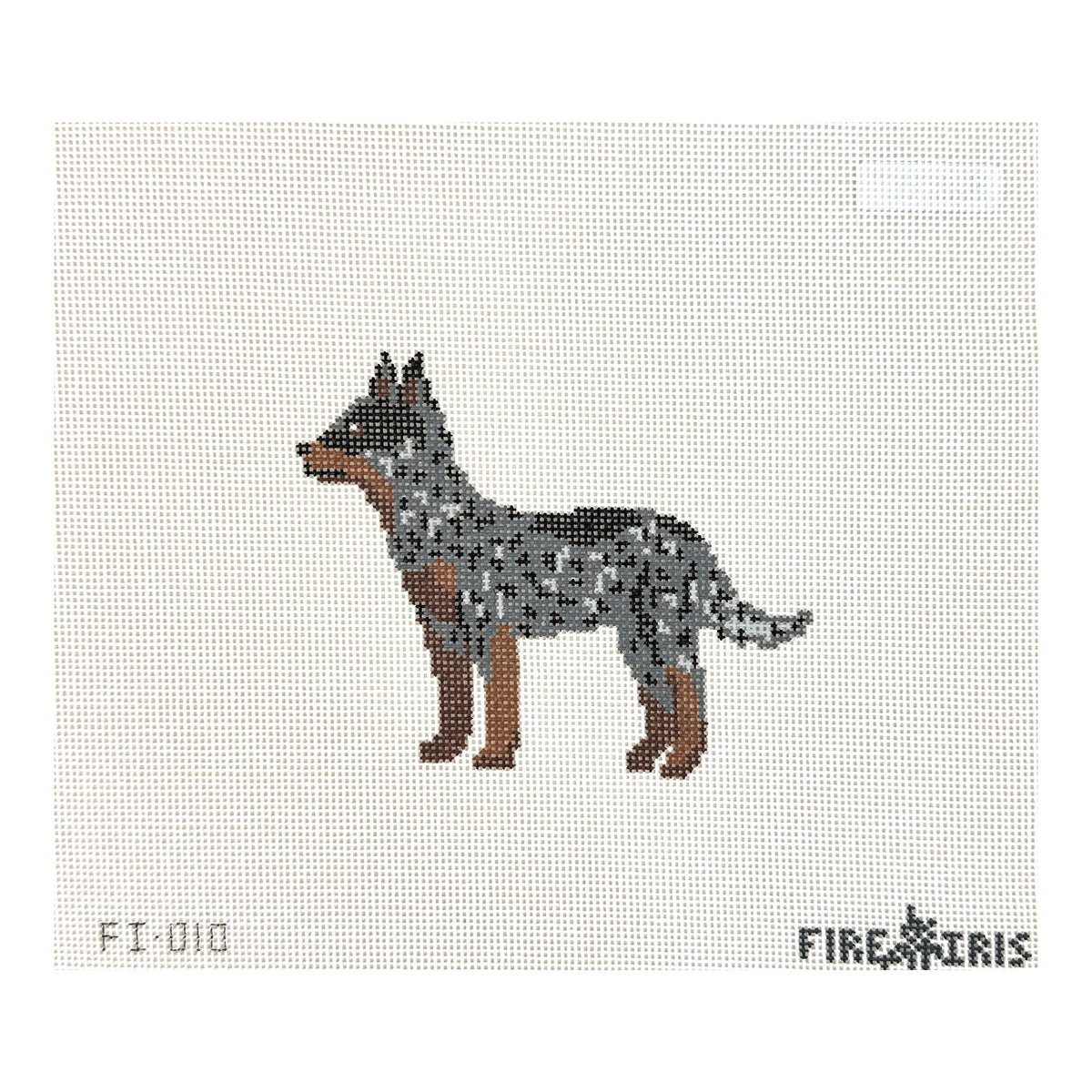 Fire and Iris The Cali Cattle Dog - Blue Heeler Needlepoint Canvas