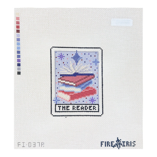 Fire and Iris The Reader Tarot Card Needlepoint Canvas