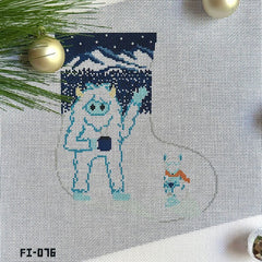Fire and Iris Yeti Mini Stocking Needlepoint Canvas